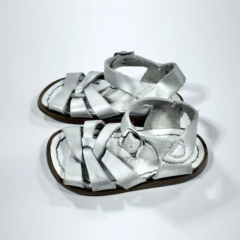 Salt water sandals by hoy silver metallic classic sandal 4